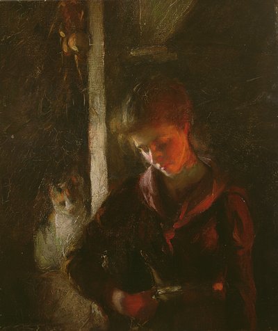 By the Fireside by Frank Bramley